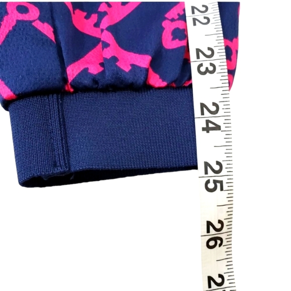 Vintage Le Tigre Ribbed Blue & Pink Geometric Link Key Bomber Y2K Jacket - Picture 11 of 11